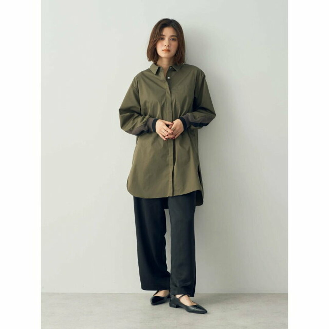 YECCA VECCA(イェッカヴェッカ)の【ブラウン】リブMIXロングシャツ/23AW レディースのトップス(シャツ/ブラウス(長袖/七分))の商品写真