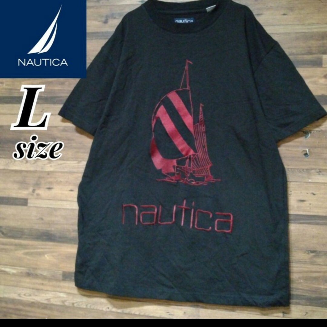 【レアデザイン】90s NAUTICA/ノーティカ 半袖 立体 ロゴTシャツ