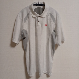 美品　ルコックゴルフ　長袖　ポロシャツ　ネイビー✕白　ロゴ刺繍　　L