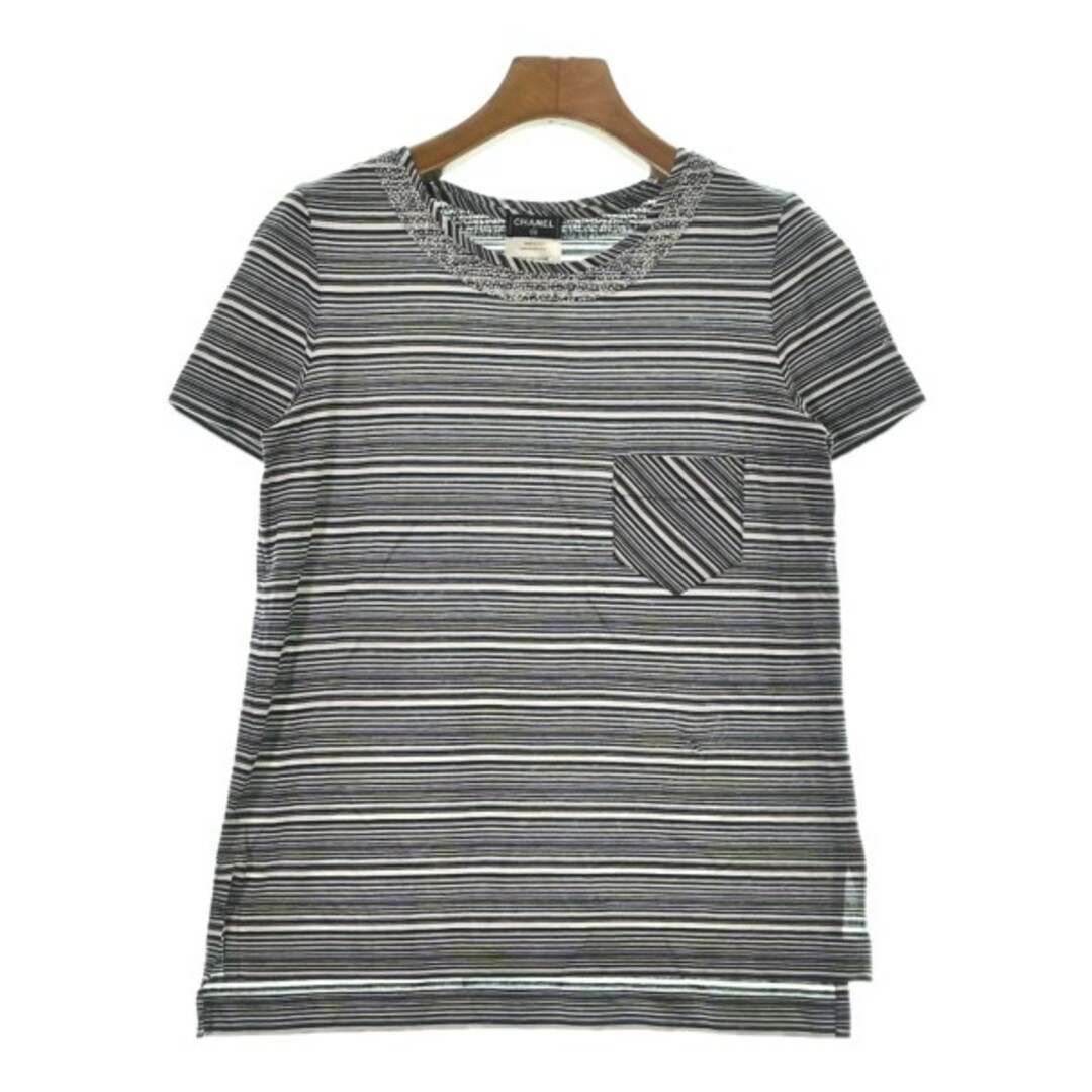 CHANEL(シャネル)のCHANEL Tシャツ・カットソー 36(XS位) グレーx白x黒(ボーダー) 【古着】【中古】 レディースのトップス(カットソー(半袖/袖なし))の商品写真