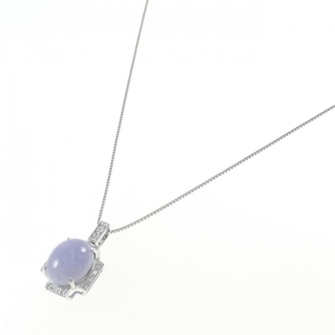 天然ラベンダー翡翠4.39ct k18WG ネックレス-