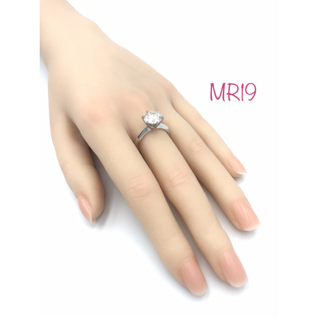 MR19／ 9号 3ct 3カラット 9㎜ モアサナイト リング 925