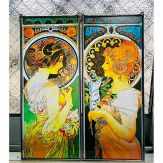 ミュシャ ステンドグラス2枚組 Primrose&Feather 新品未使用の通販