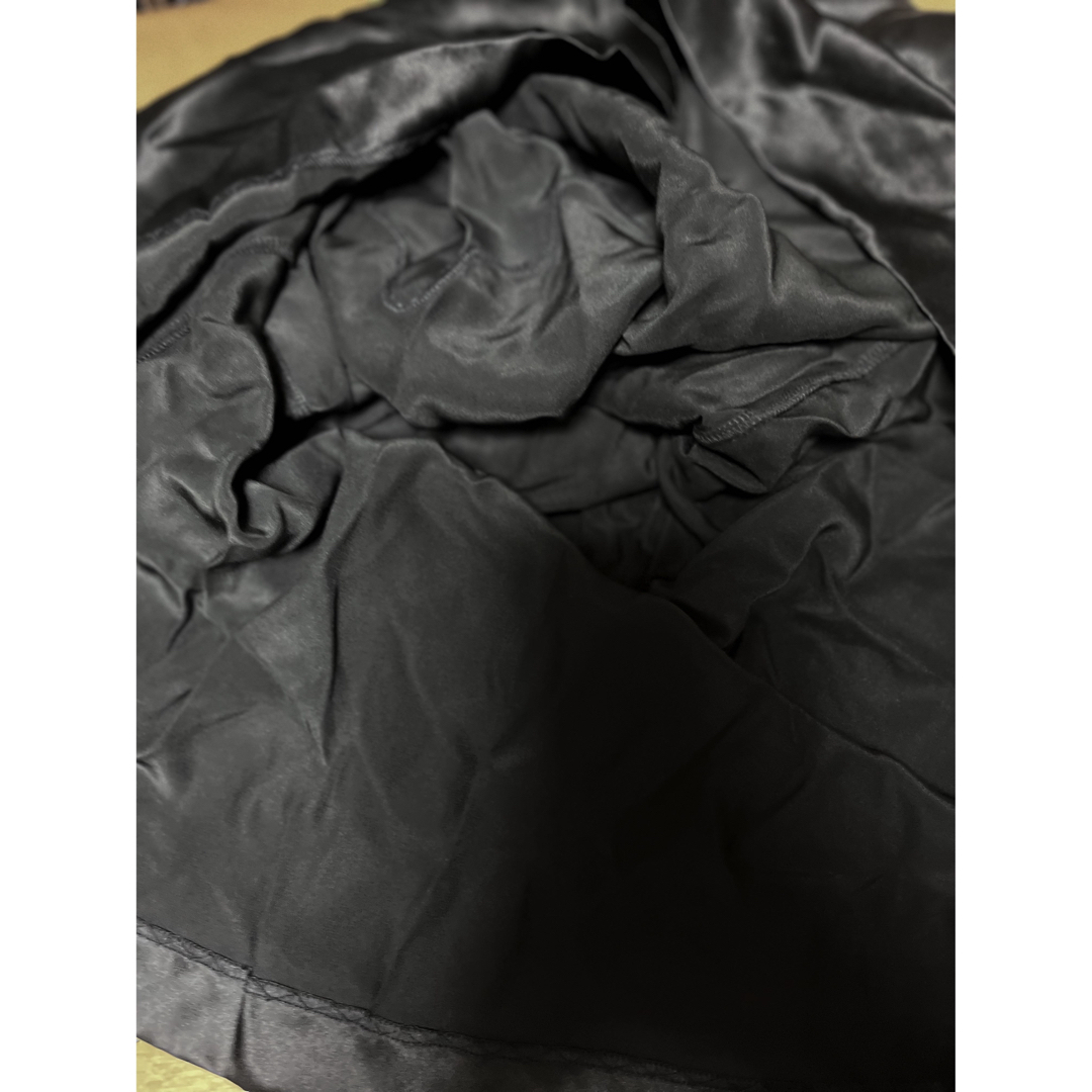 シルク　絹　黒　ブラック　光沢　無地　モノクロ　ワンピース　ドレス　Aライン 9