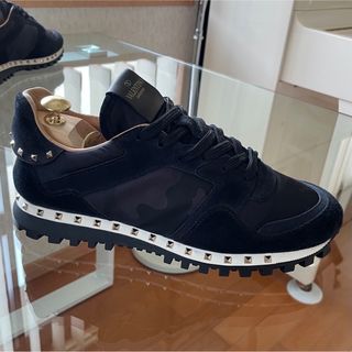 美品 VALENTINO スタッズ メッシュ ニット ローカット スニーカー