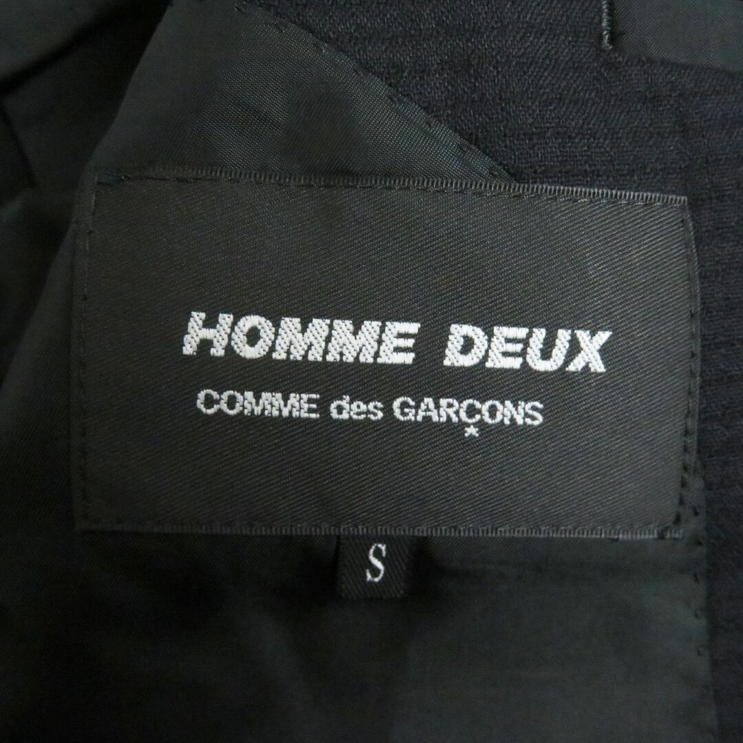 極美品□COMME des GARCONS HOMME DEUX コムデギャルソン 織柄 ウール100％ シングルスーツ 上下セットアップ ダークネイビー系 S 正規品