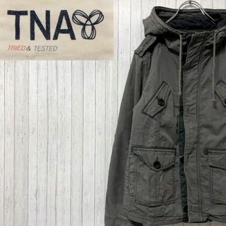 TNA ジップアップジャケット　モッズコート　中綿　キルティング　グレー　S