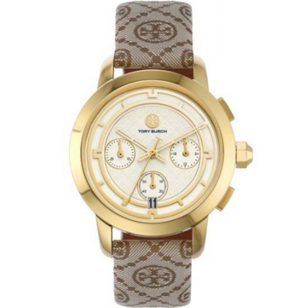 【未使用】Tory Burch ベージュ×ライトブラウン クロノグラフ時計 | フリマアプリ ラクマ