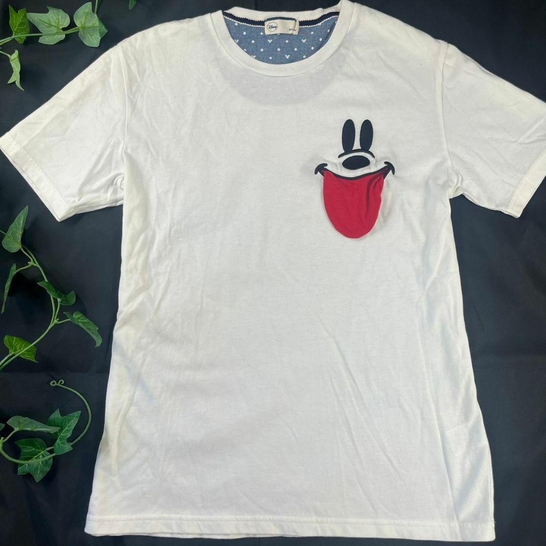 Disney(ディズニー)の【 激レア 】 ディズニー　ミッキー　舌出し　Tシャツ　立体的　ホワイト レディースのトップス(Tシャツ(半袖/袖なし))の商品写真