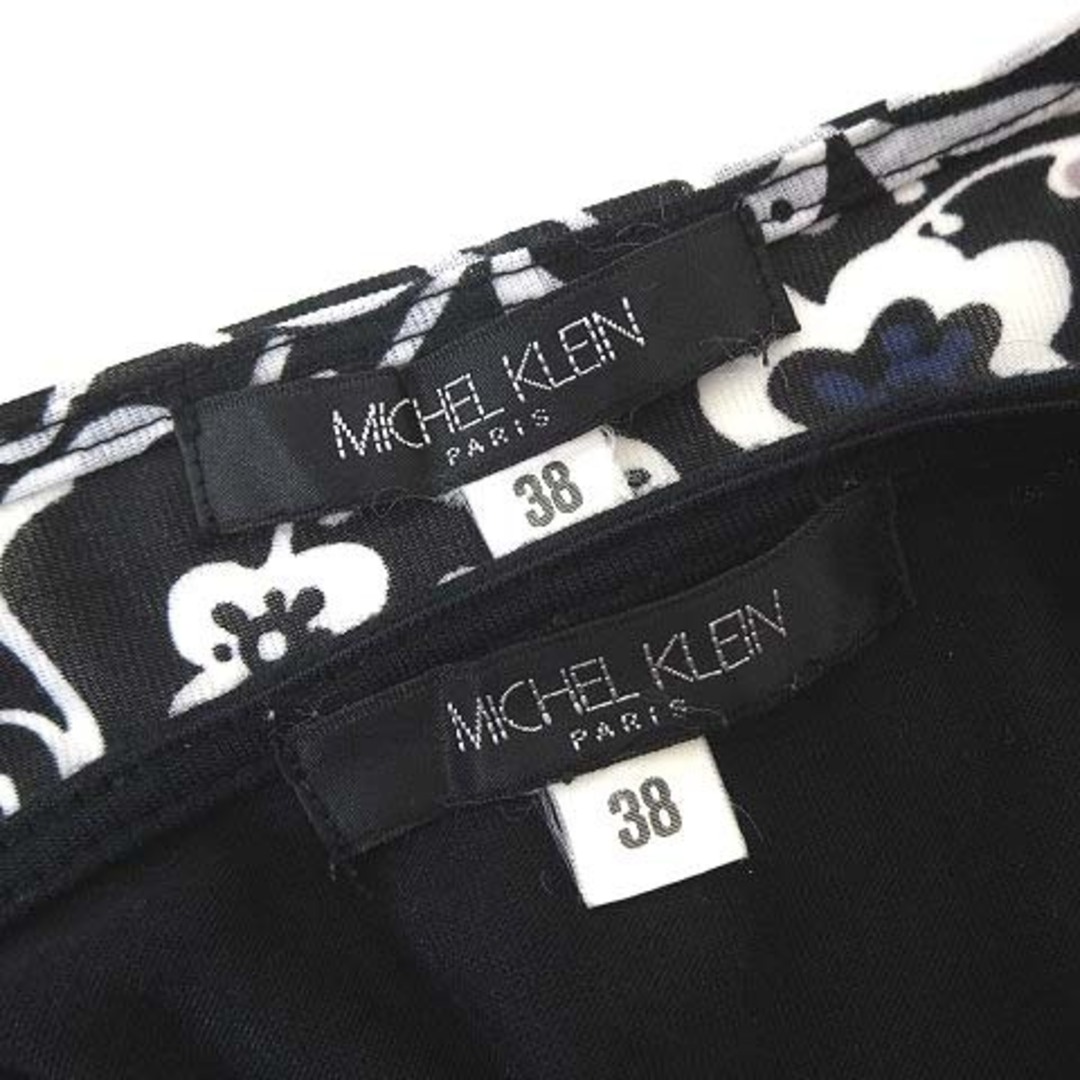 MICHEL KLEIN(ミッシェルクラン)のミッシェルクラン チュニック ブラウス カットソー 重ね着 花柄 半袖 M 黒 レディースのトップス(チュニック)の商品写真