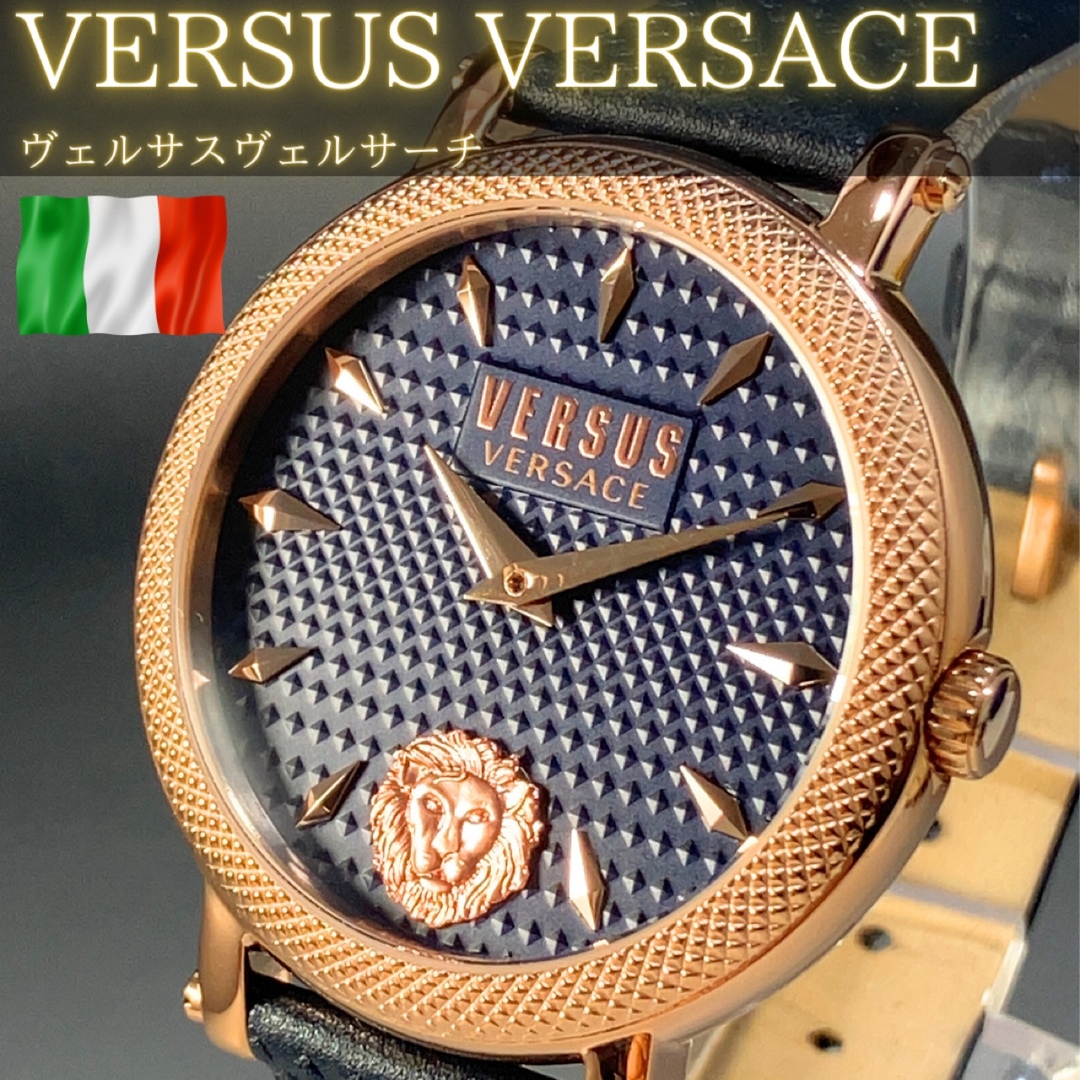 新品未使用レディース腕時計海外ブランド女性用ヴェルサーチェVersusイタリア製ネイビー◎ベルトカラー