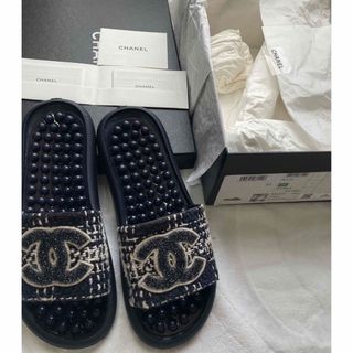 CHANEL - CHANEL ミュール 38C ふとヒールの通販|ラクマ