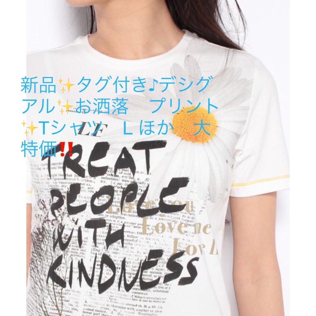 DESIGUAL(デシグアル)の新品✨タグ付き♪デシグアル✨お洒落　プリント✨Tシャツ　L ほか　大特価‼️ レディースのトップス(Tシャツ(半袖/袖なし))の商品写真