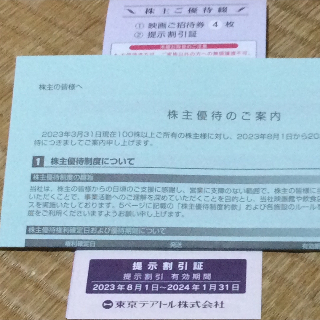 東京テアトル株主優待　4枚　女性名義 チケットの映画(その他)の商品写真