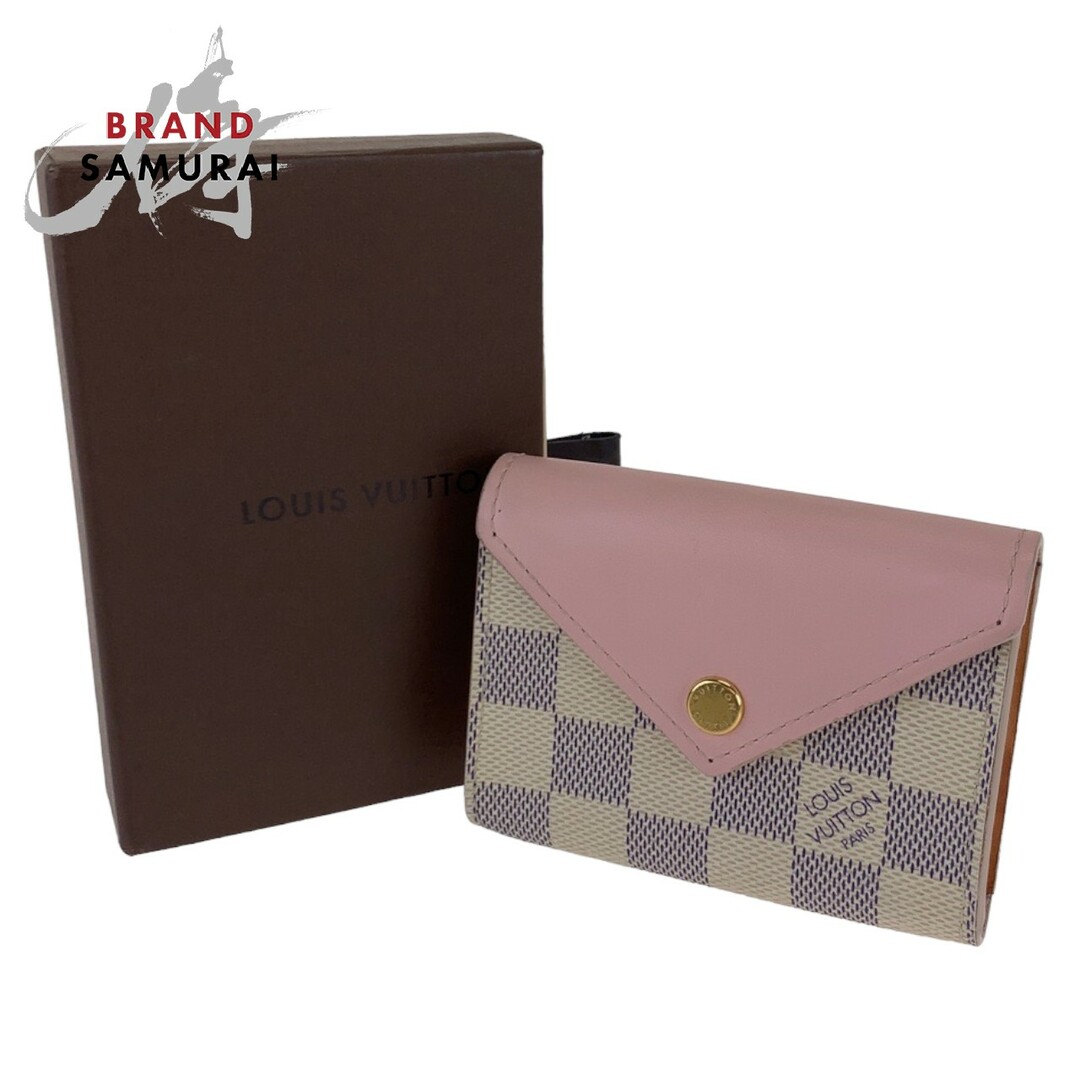 LOUIS VUITTON ルイ ヴィトン ダミエ アズール ポルトフォイユ ゾエ ホワイト 白 ピンク ゴールド金具 PVC N60292 カードケース 名刺入れ レディース 401984