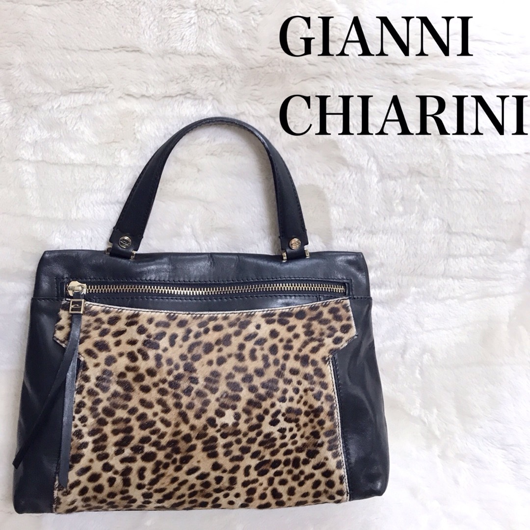 美品 GIANNI CHIARINI レオパ  トートバッグ ハンドバッグ