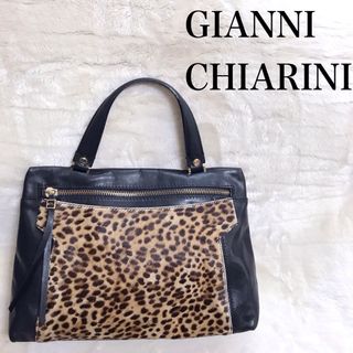 ジャンニキャリーニ(GIANNI CHIARINI)の美品 GIANNI CHIARINI レオパ  トートバッグ ハンドバッグ (ハンドバッグ)