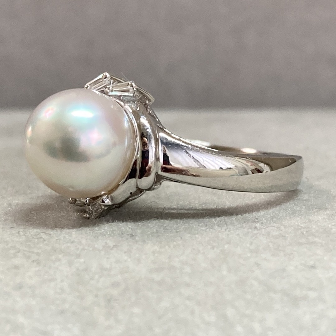 Pt900 アコヤ真珠9mm ダイヤモンドリング　指輪 レディースのアクセサリー(リング(指輪))の商品写真