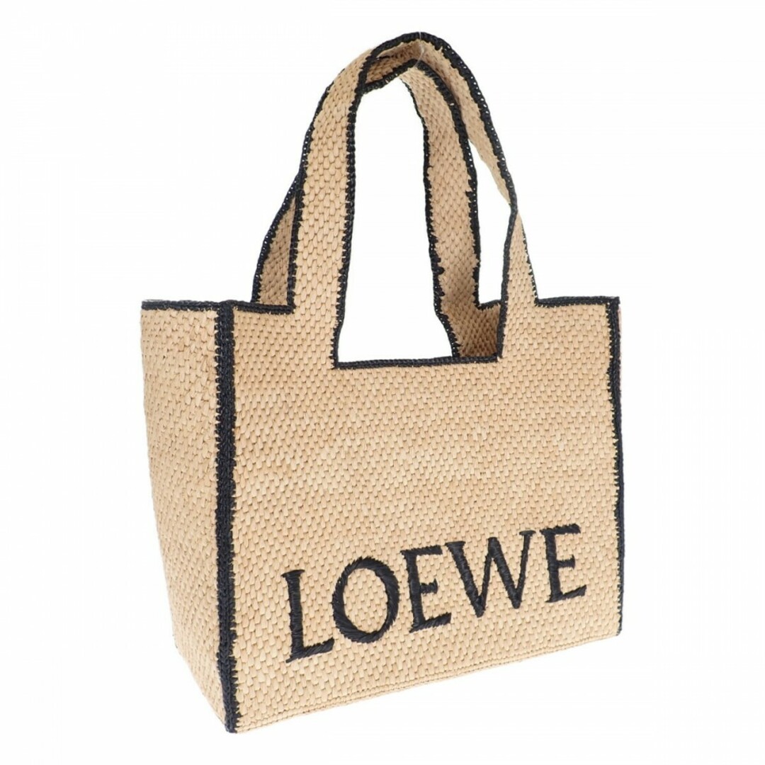 【Aランク】LOEWE ロエベ フォント トート ラージ トートバッグ かごバッグ A685B60X03 ラフィア カーフスキン ナチュラル ベージュ【ISEYA】レディース