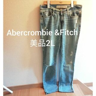 アバクロンビーアンドフィッチ(Abercrombie&Fitch)の美品 アバクロス トレート デニム ジーンズ ダメージ ウオッシュド 2L M(デニム/ジーンズ)