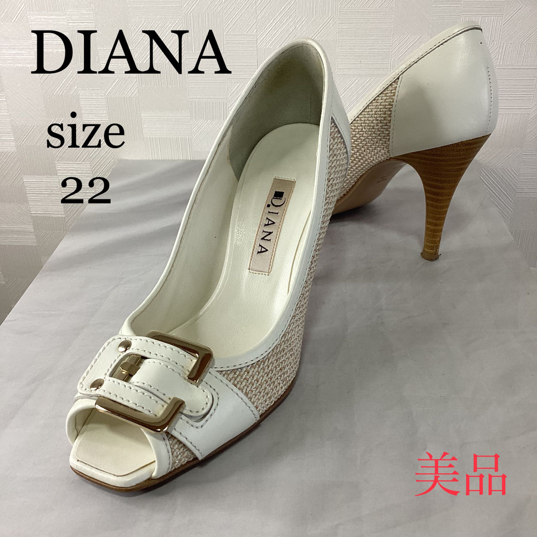 DIANA   美品 DIANA ダイアナ ホワイトオープントゥ パンプスの通販 by