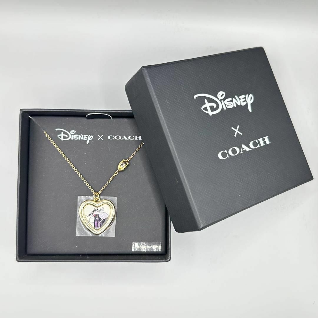 レア☆COACH コーチ Disney コラボ ハート ネックレス ゴールド-
