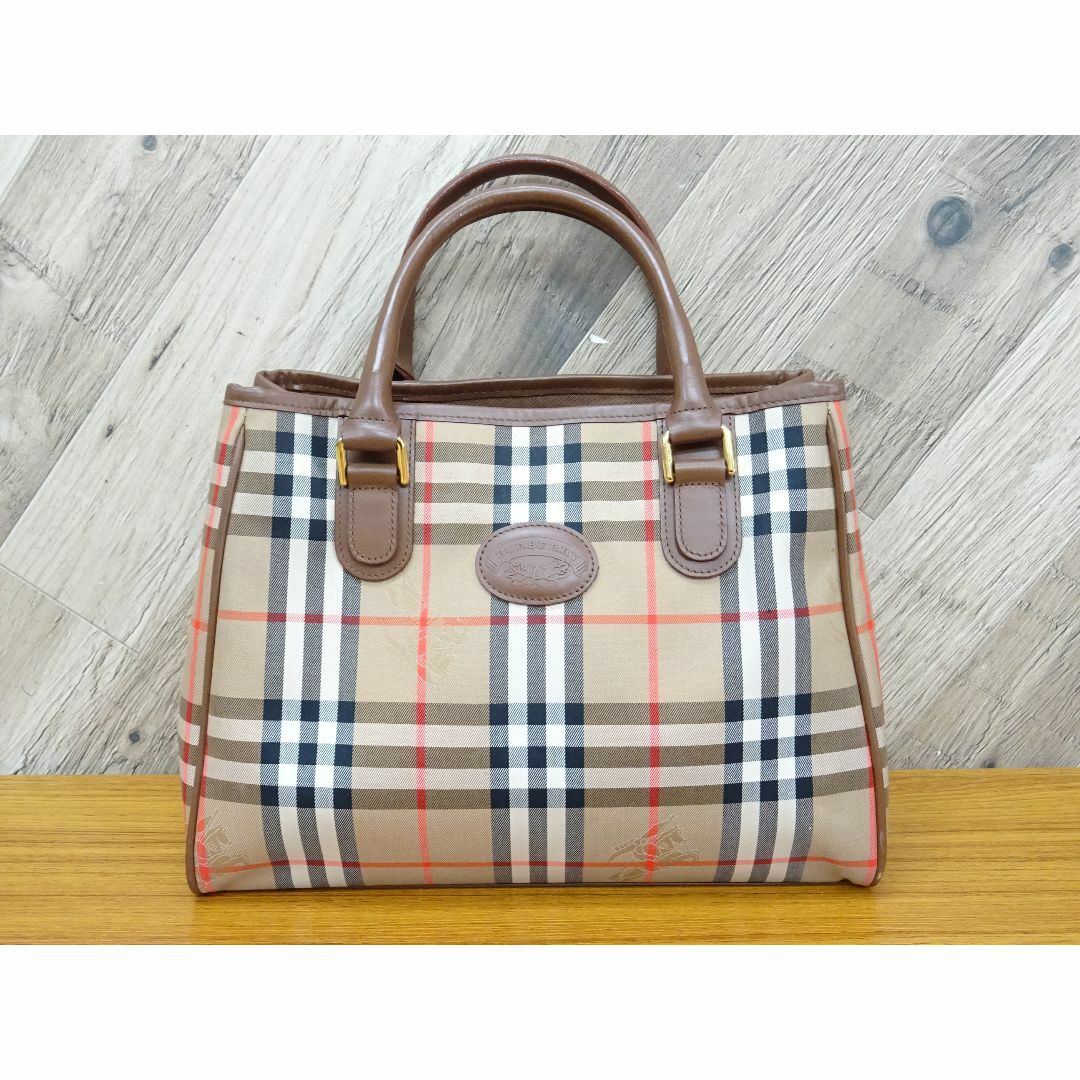 M大003 / BURBERRY ノバチェック ハンドバッグ キャンバス レザー-