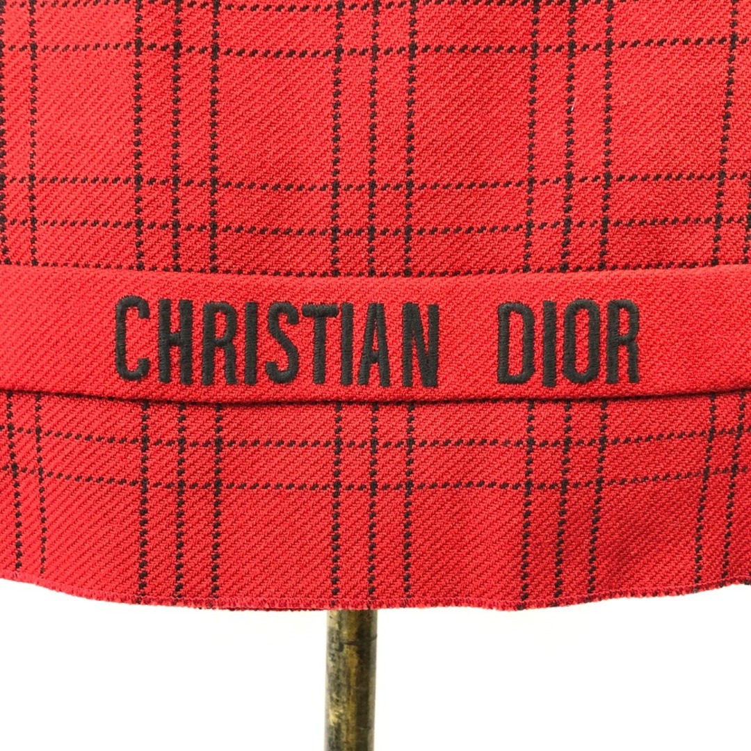 [USED/中古]Christian Dior クリスチャンディオール スカート Christian Dior クリスチャンディオール ロゴ チェック  プリーツ ベルト スカート レディース オブリーク レッド ブラック ウール 34 851J29A1029 中古 ai-tdc-002807-4e