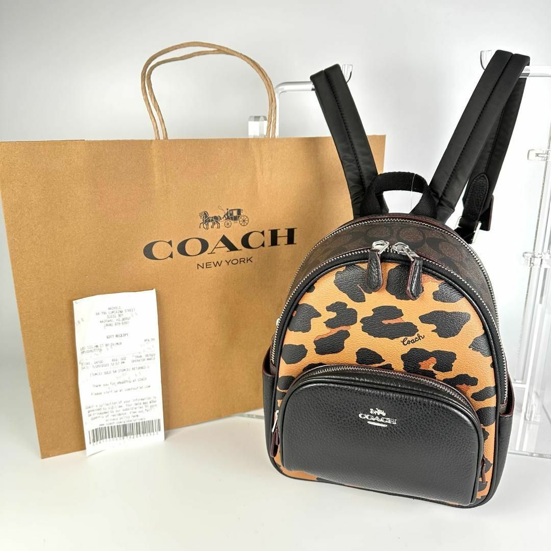 ハワイ購入 稀少 COACH コーチ ミニ リュック バックパック レオパード