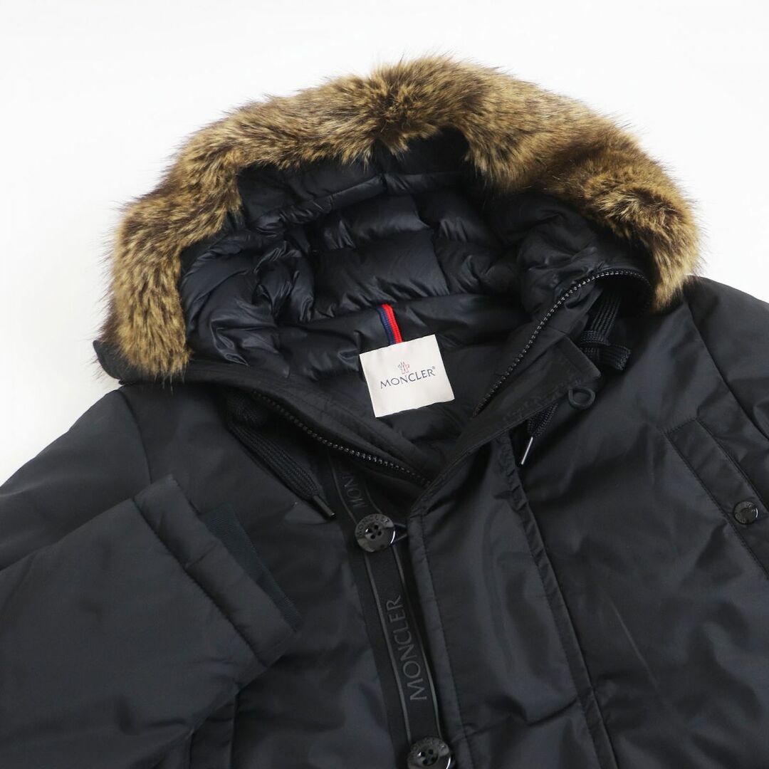 美品□21-22AW MONCLER/モンクレール AJA GIUBBOTTO エコファー フーデッド WZIP ダウンジャケット/コート ブラック  2 国内正規品 メンズ