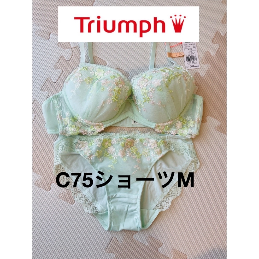 Triumph(トリンプ)のトリンプ　C75 ブラジャー　Mショーツ　セット グリーン　緑　Triumph レディースの下着/アンダーウェア(ブラ&ショーツセット)の商品写真