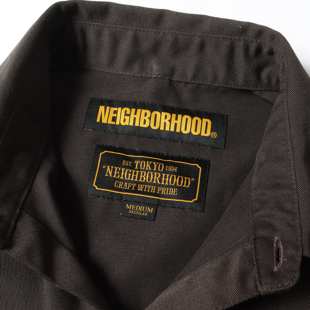 NEIGHBORHOOD(ネイバーフッド)のNEIGHBORHOOD ネイバーフッド シャツ サイズ:M ロゴ 刺繍 T/Cツイル ワーク 半袖 シャツ CLASSIC WORK / EC-SHIRT . SS 19SS ブラウン トップス カジュアルシャツ 【メンズ】【中古】 メンズのトップス(シャツ)の商品写真