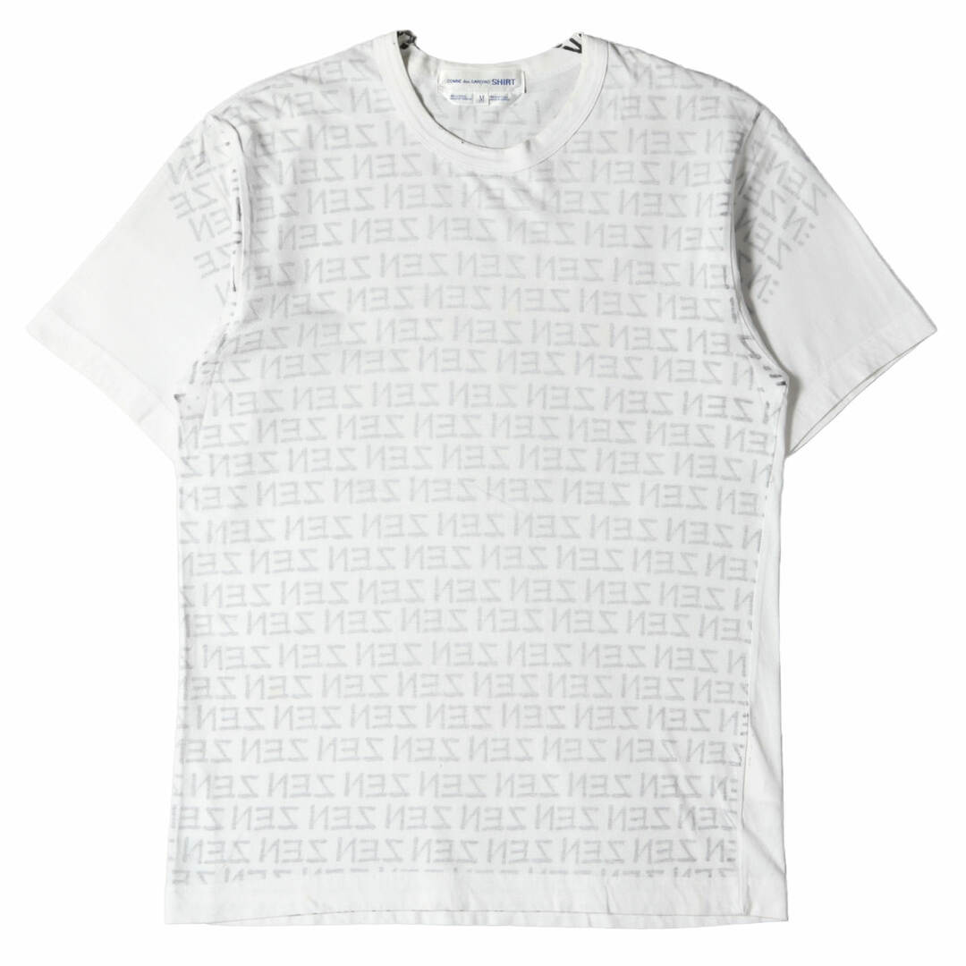 COMME des GARCONS コムデギャルソン Tシャツ サイズ:M 03AW 製品 裏刷り ZENシグネチャーロゴ クルーネック 半袖 Tシャツ W11119 SHIRT シャツ アーカイブ Y2K ホワイト 白 トップス カットソー 【メンズ】