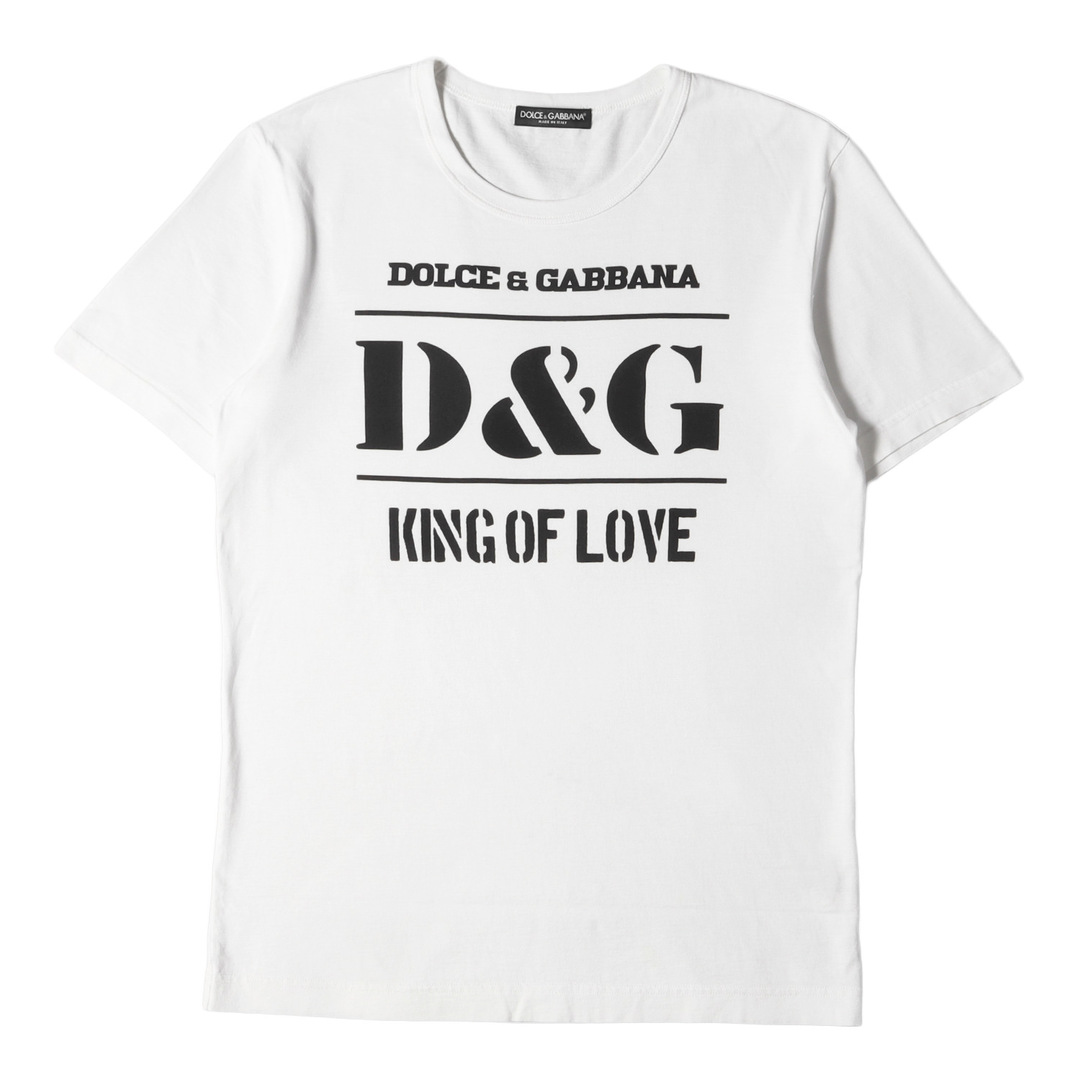 トップスDOLCE&GABBANA ドルチェ&ガッバーナ Tシャツ サイズ:44 D&G KING OF LOVEロゴ クルーネック 半袖 Tシャツ G8IA8T/HH7LX 近年モデル ホワイト 白 イタリア製 ブランド トップス カットソー 【メンズ】