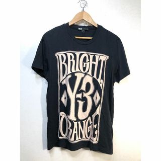 020810● Y-3 BRIGHT ORANGE Tシャツ M ブラック 半袖(Tシャツ/カットソー(半袖/袖なし))