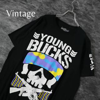 アートヴィンテージ(ART VINTAGE)の【Unknown】YOUNG BUCKS ロゴ プリント Tシャツ 黒 L(Tシャツ/カットソー(半袖/袖なし))