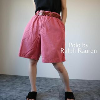 ポロラルフローレン(POLO RALPH LAUREN)の【ラルフローレン】カラー チノ ワイド ショーツ 短パン 90s ピンク W38(ショートパンツ)