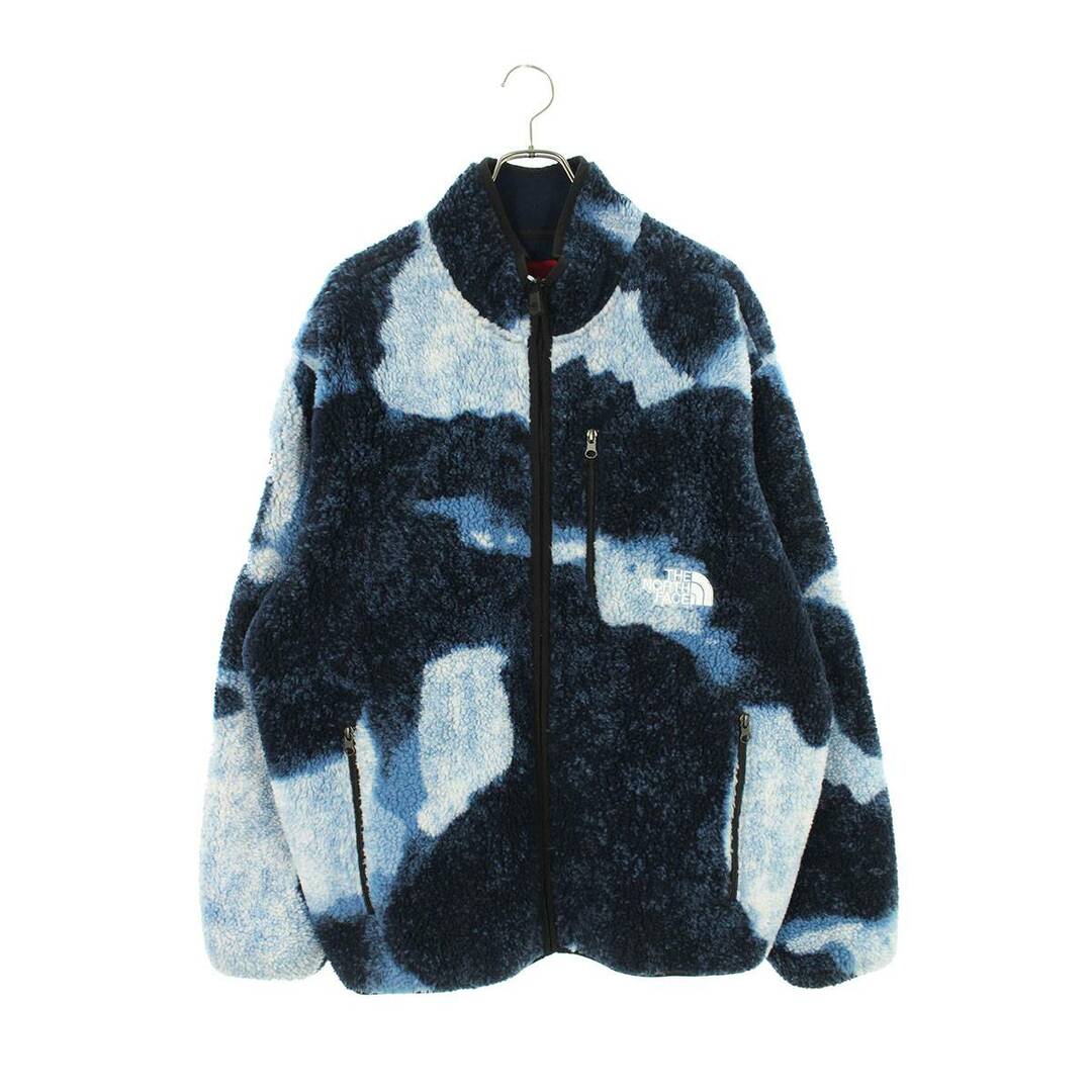 シュプリーム ×ノースフェイス THE NORTH FACE  21AW  Bleached Denim Print Fleece Jacket タイダイフリースブルゾン メンズ L