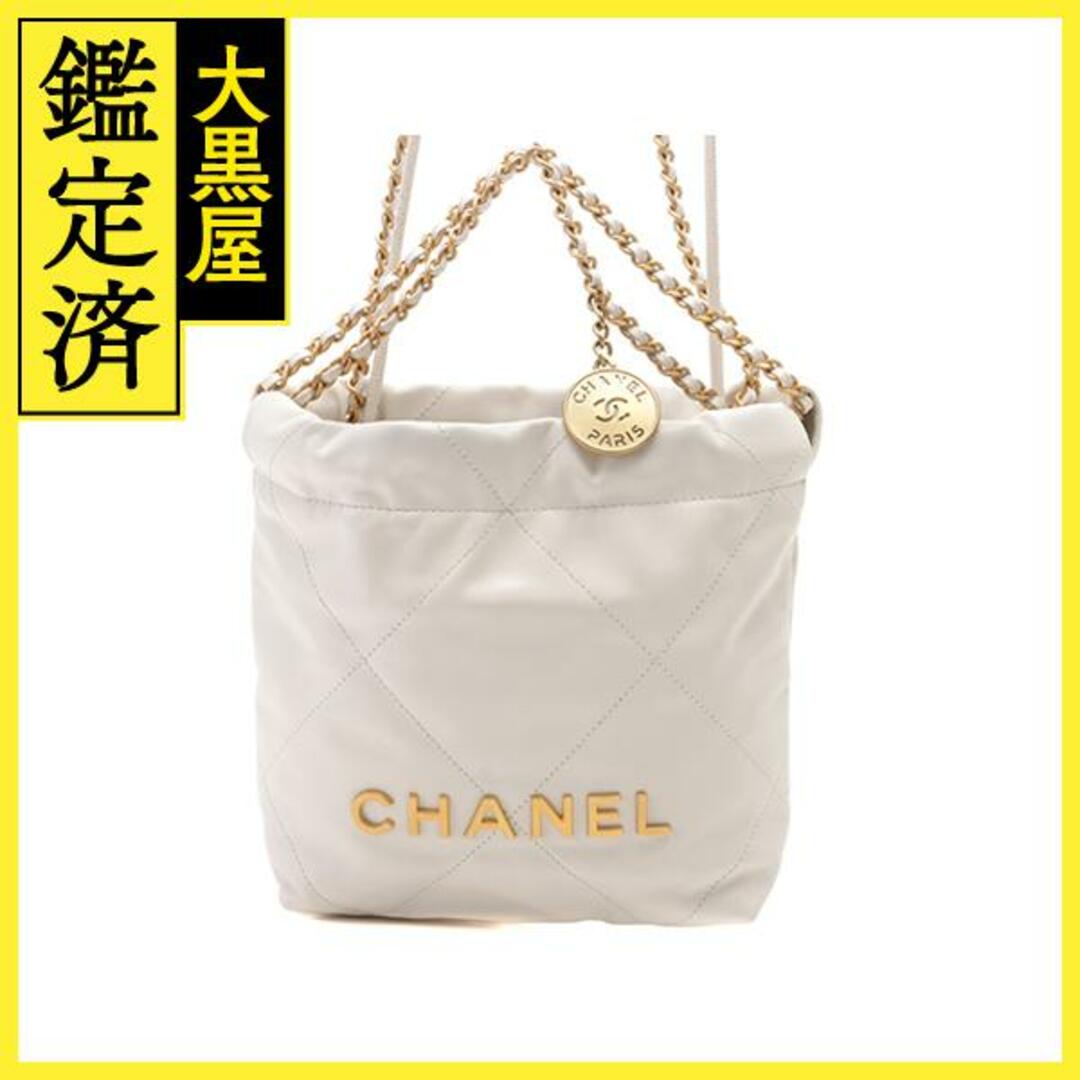 シャネル　CHANEL22 ミニハンドバッグ　ホワイト　ＧＰ　カーフ【471】