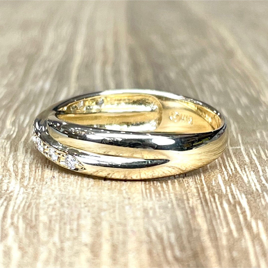 田崎 k18 ダイヤ 0.12ct デザイン リング 3.45g M1409-