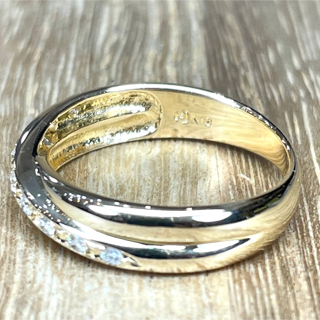 田崎 k18 ダイヤ 0.12ct デザイン リング 3.45g M1409-
