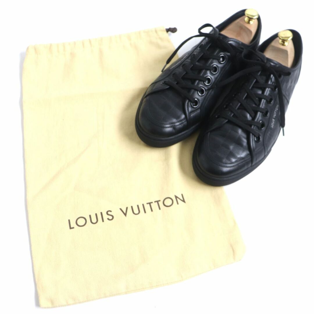 美品▼LOUIS VUITTON ルイヴィトン ダミエ アンフィニ ローカット レザースニーカー ブラック 10 メンズ イタリア製 保存袋付き