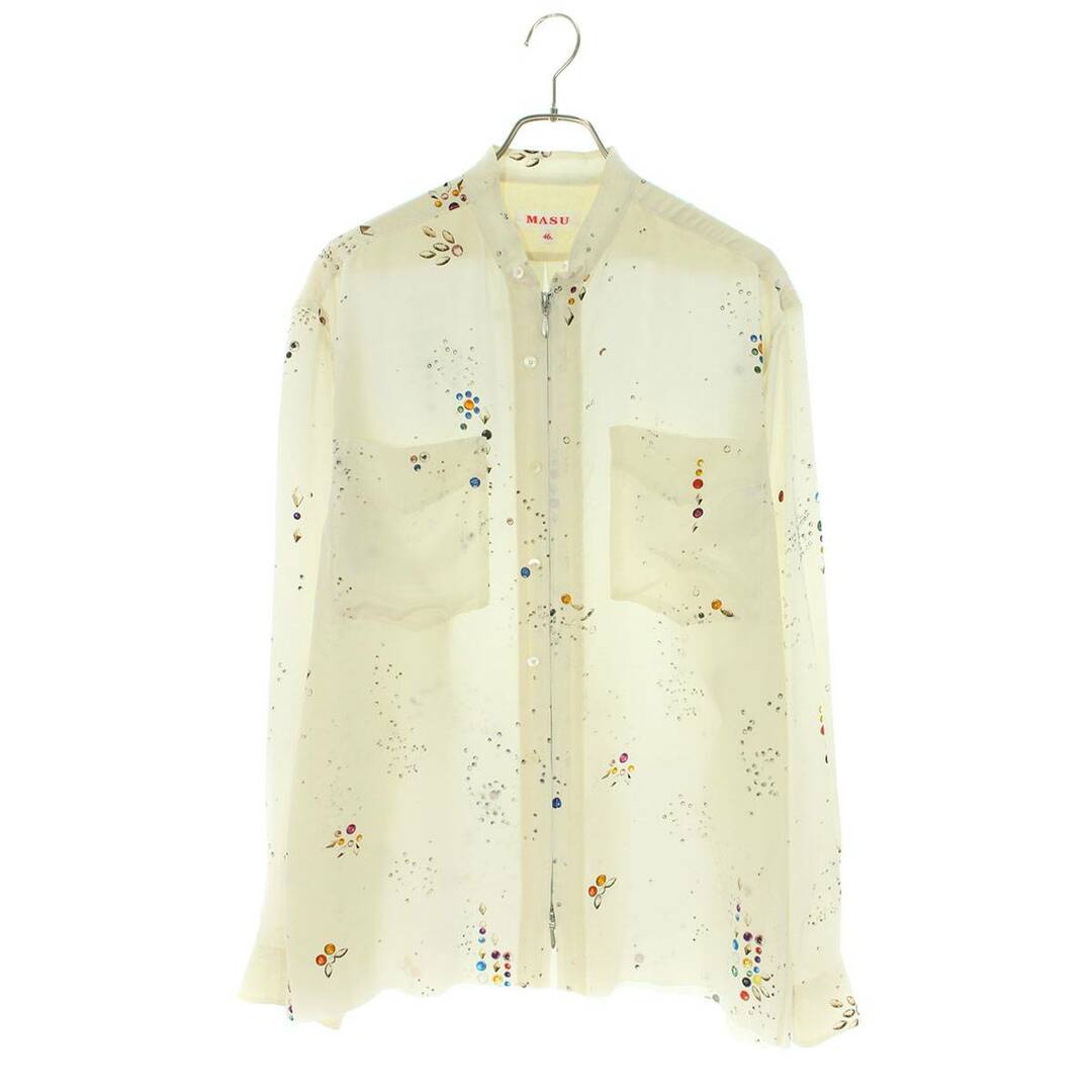 メンズエムエーエスユー MASU  23SS  ZIP-UP GALAXY SILK SHIRT MMSS-SH0623 ジップアップギャラクシーシルク長袖シャツ  メンズ 46