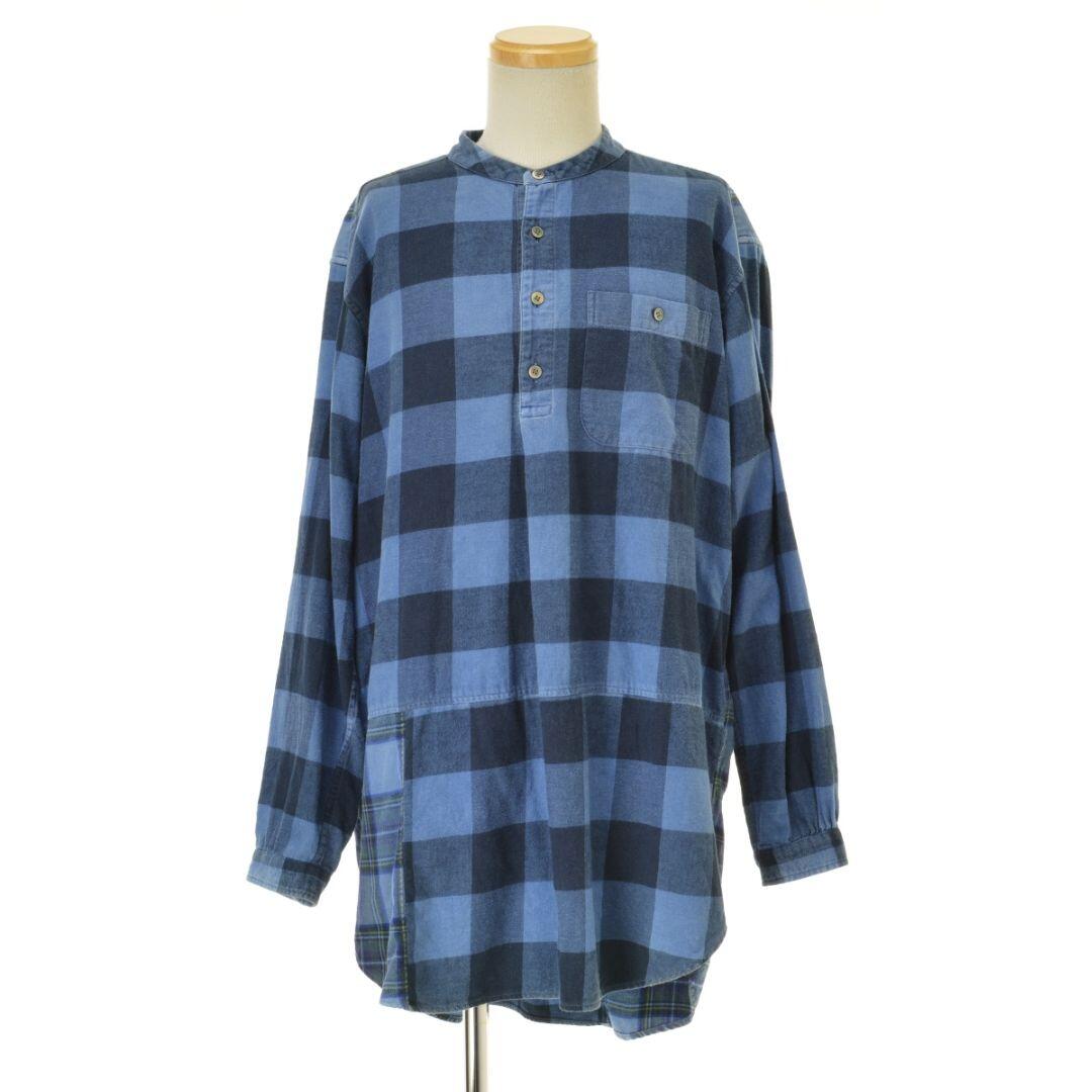 【BLUEBLUE】フランネルチェックテゾメカットグランパシャツ