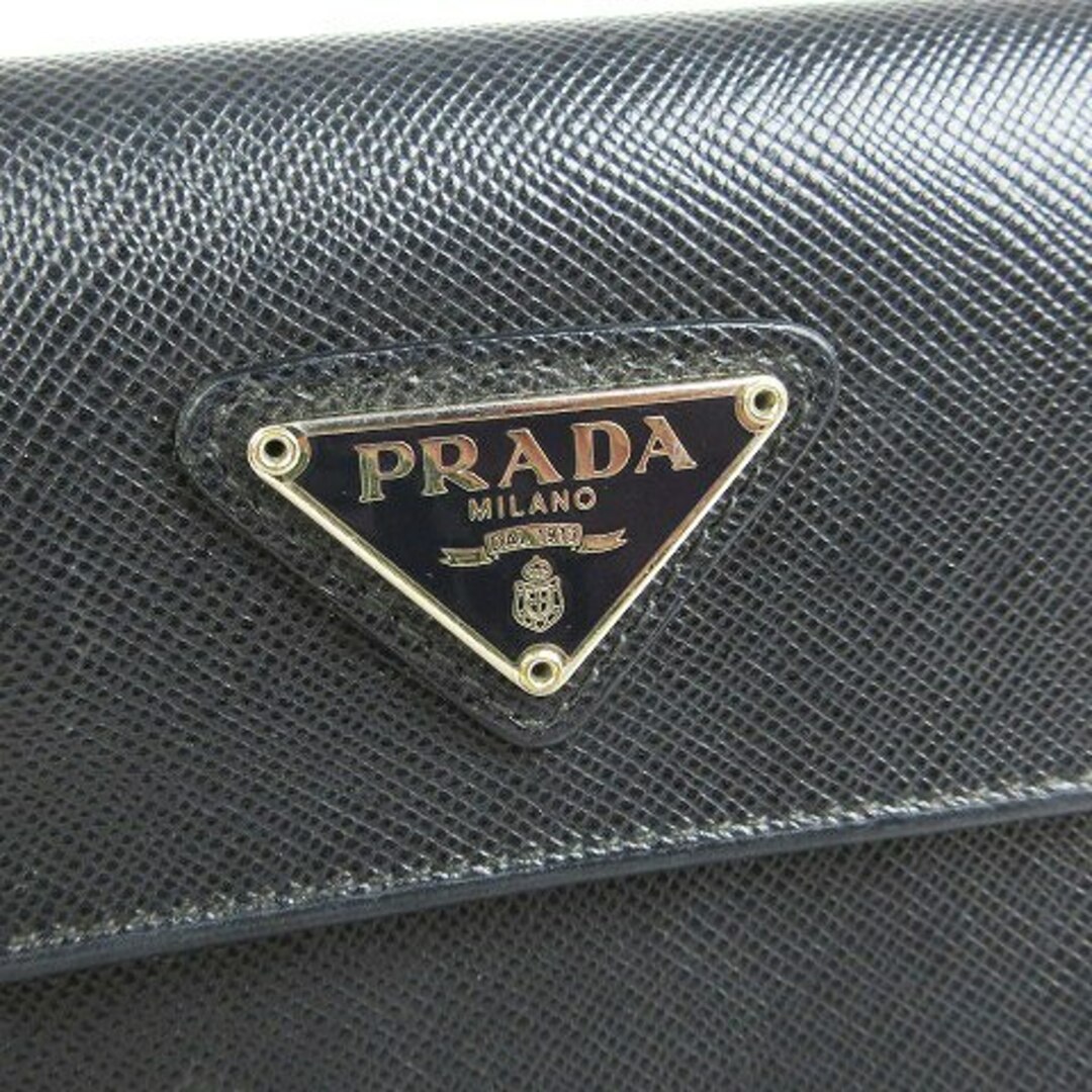 PRADA 三つ折り財布 サフィアーノレザー 三角ロゴ ブラック 男女兼用