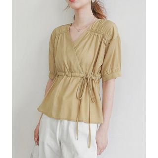 新品⭐︎ カシュクール フレア 半袖 ブラウス 韓国ファッション(シャツ/ブラウス(半袖/袖なし))