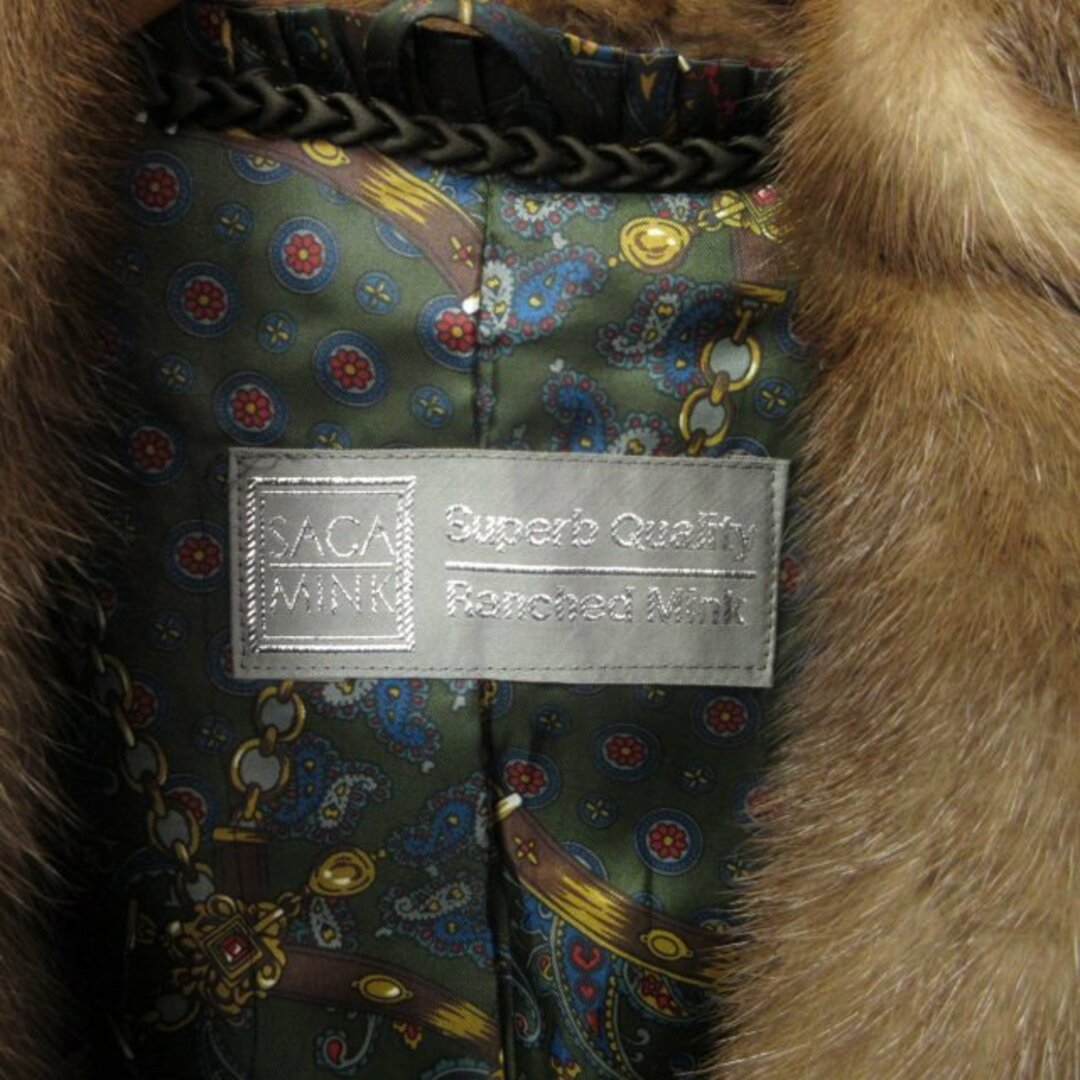 サガミンク 美品 ミンクファーコート 裏地総柄 ロング丈 6 M相当 ■GY17 7