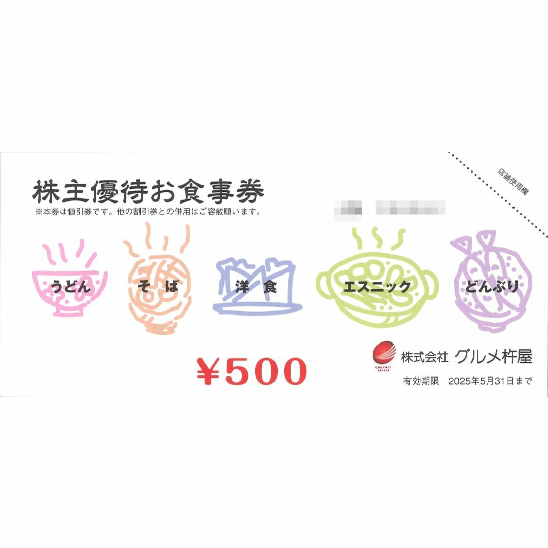 グルメ杵屋 株主優待券2万円分(500円券×40枚) 期限:2025年5月31日の
