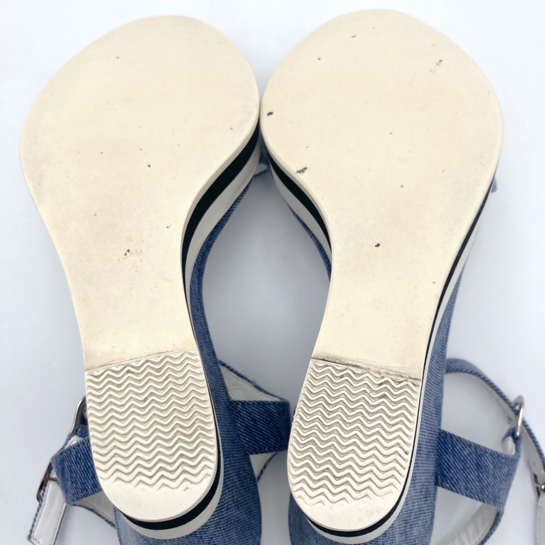 DIANA(ダイアナ)の美品 ダイアナ DIANA デニム ブルー ウエッジ ストラップ サンダル レディースの靴/シューズ(サンダル)の商品写真