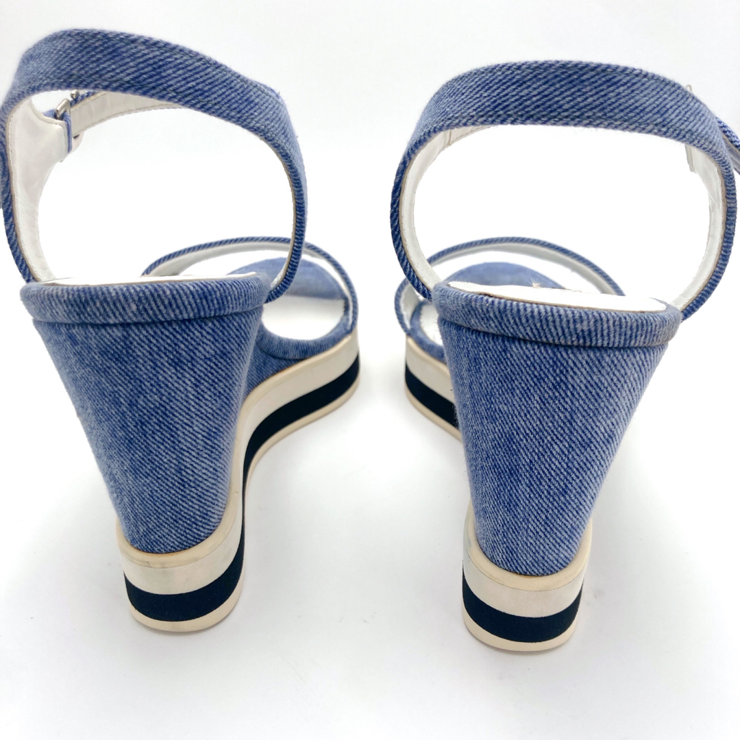 DIANA(ダイアナ)の美品 ダイアナ DIANA デニム ブルー ウエッジ ストラップ サンダル レディースの靴/シューズ(サンダル)の商品写真